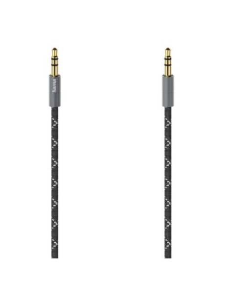 Hama 3.5mm Jack Stereo Cable  Male to Male  Gold-Plated  Fabric Jacket  1.5 Metre