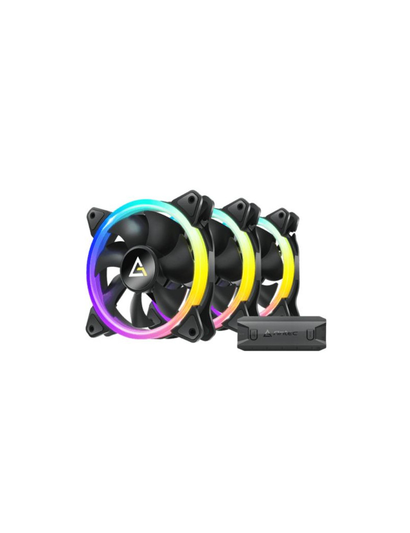 Antec Neon 120 ARGB PWM 12cm Case Fans (3-Pack)  ARGB & PWM Fan Controller  Hydro Bearing  800-1600 RPM  Black