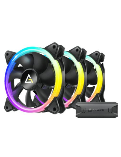 Antec Neon 120 ARGB PWM 12cm Case Fans (3-Pack)  ARGB & PWM Fan Controller  Hydro Bearing  800-1600 RPM  Black