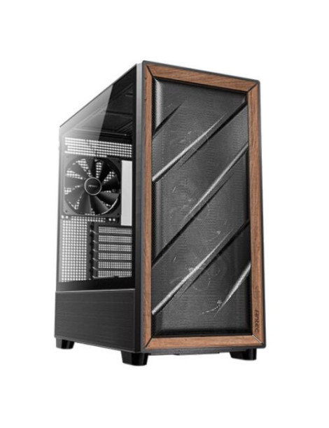 Antec FLUX Gaming Case w/ Glass Side  E-ATX  Multi Vent Design  Mesh/Wood Front  5 PWM Fans  ARGB PWM Fan Hub  USB-C  BTF Compatible  Black