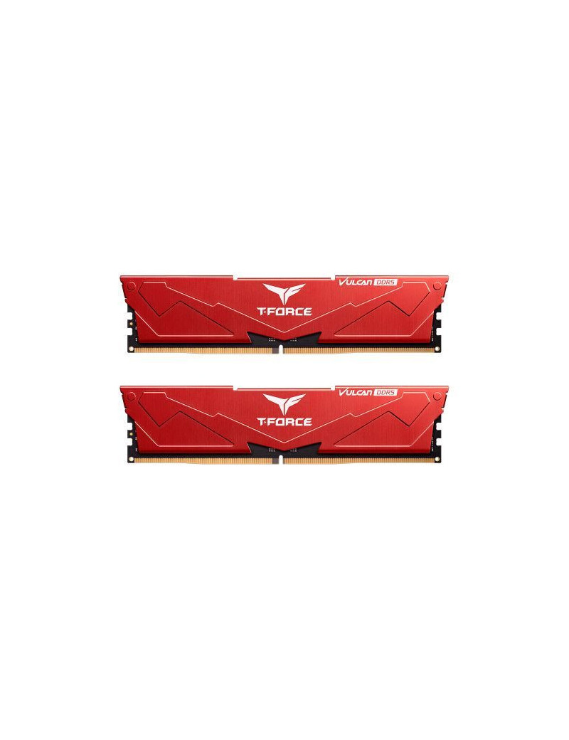 Team T-Force Vulcan 32GB Kit (2 x 16GB)  DDR5  5600MHz (PC5-44800)  CL38  ECC  XMP 3.0  PMIC  DIMM Memory  Red