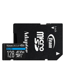 Team 128GB Elite A1 Micro SDXC Card with SD Adapter  UHS-I Class 3  U3  A1 App Performance  100MB/s