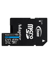 Team 512GB Elite A1 Micro SDXC Card with SD Adapter  UHS-I Class 3  U3  A1 App Performance  100MB/s