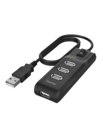 Hama External 4-Port USB 2.0 Hub  USB Powered  On/Off Switch  Black