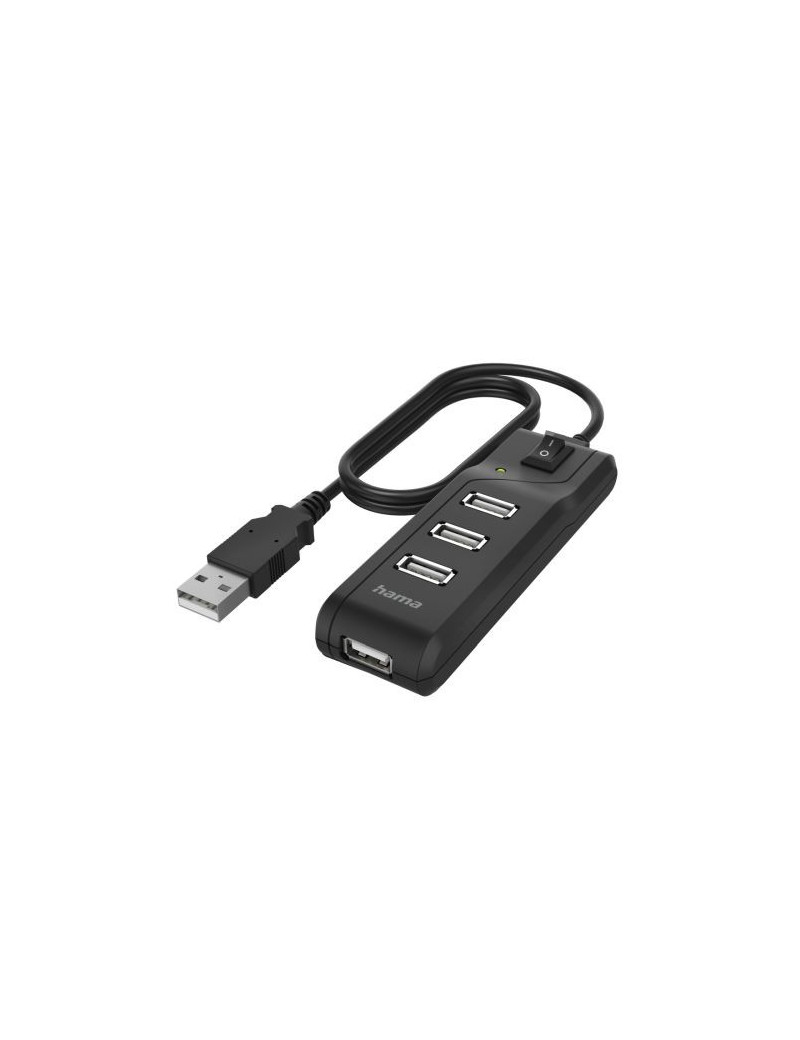 Hama External 4-Port USB 2.0 Hub  USB Powered  On/Off Switch  Black