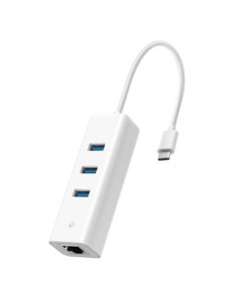 TP-LINK (UE330C) 3-Port USB-C Hub & Gigabit Ethernet Adapter  3x USB-A 3.0  1x GB LAN  White