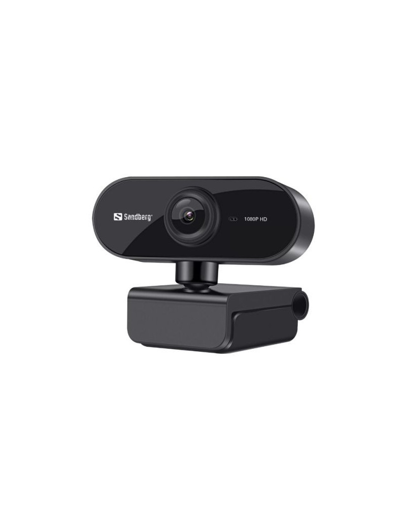 Sandberg USB Flex FHD 2MP Webcam with Mic  1080p  30fps  Glass Lens  Auto Adjusting  360° Rotatable  Clip-on/Desk Mount  5 Year Warranty