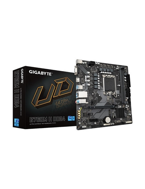 Gigabyte B760M H DDR4 Ultra Durable Intel 1700 Socket Motherboard  Micro-ATX  2x DDR4 Slots  2x M.2 Sockets  GbE LAN  1x D-Sub / 1x HDMI Port