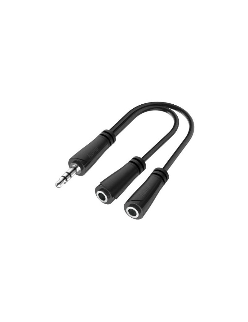 Hama 3.5mm Jack Splitter Cable  3.5mm Jack Male to 2x 3.5mm Jack Female  Black