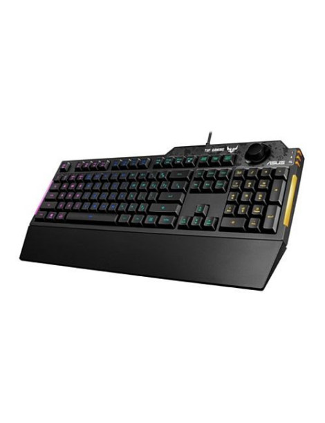 Asus TUF GAMING K1 RGB Keyboard with Volume Knob  19-key Rollover  Side Light Bar & Armoury Crate  Spill Resistant  Detachable Wrist Rest