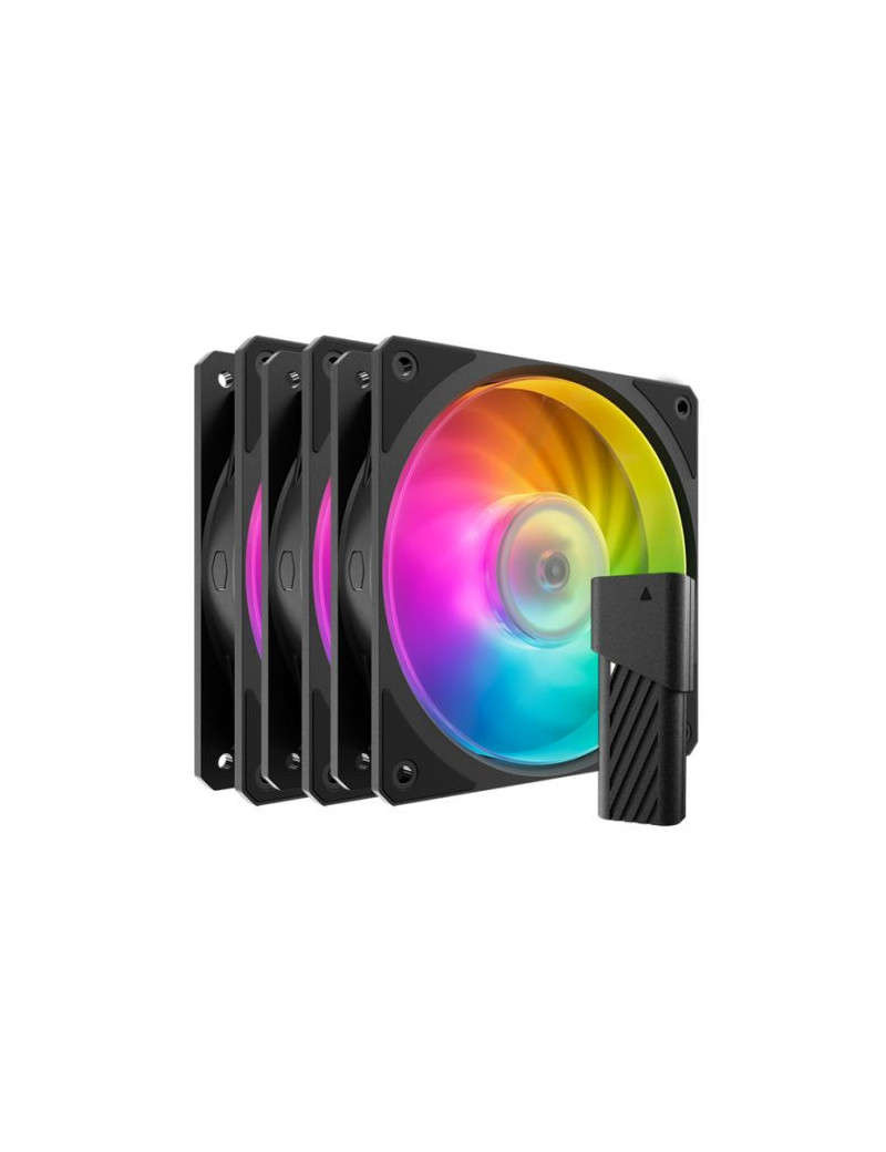 Cooler Master Mobius 120P ARGB PWM 12cm Case Fans (3-Pack)  Ring Blade Design  0-2400 RPM  Loop Dynamic Bearing  Black  ARGB Controller Included