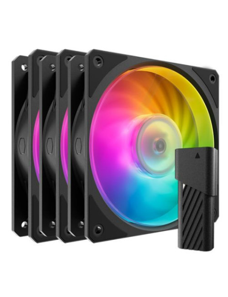 Cooler Master Mobius 120P ARGB PWM 12cm Case Fans (3-Pack)  Ring Blade Design  0-2400 RPM  Loop Dynamic Bearing  Black  ARGB Controller Included