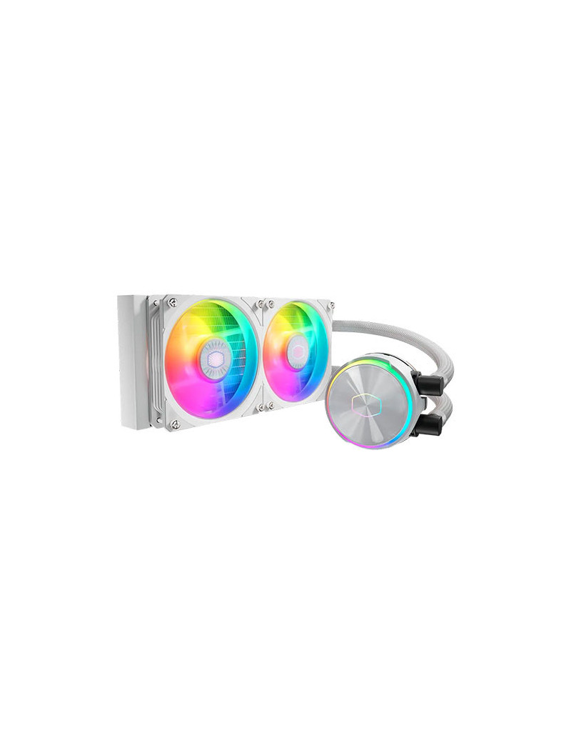 Cooler Master PL240 Flux ARGB 240mm Liquid CPU Cooler  2x ARGB PWM Fans  RGB Pump Head  RGB Controller  White