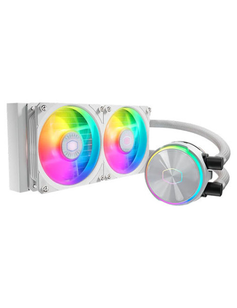 Cooler Master PL240 Flux ARGB 240mm Liquid CPU Cooler  2x ARGB PWM Fans  RGB Pump Head  RGB Controller  White