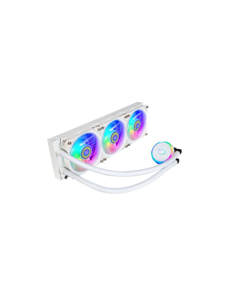 Cooler Master PL360 Flux ARGB 360mm Liquid CPU Cooler  3x ARGB PWM Fans  RGB Pump Head  RGB Controller  White