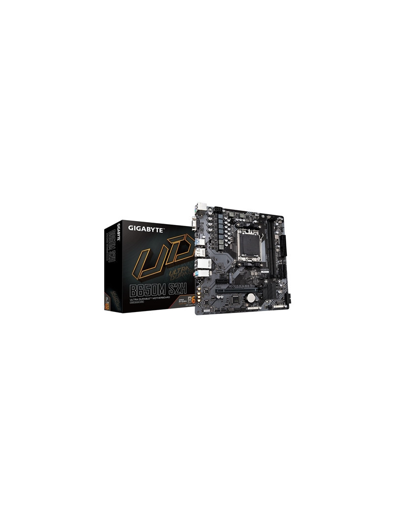 Gigabyte B650M S2H Ultra Durable AMD AM5 Socket Motherboard  Micro-ATX  2x DDR5 Slots  1x M.2 Socket  GbE LAN  1x D-Sub / 1x DisplayPort / 1x HDMI Port