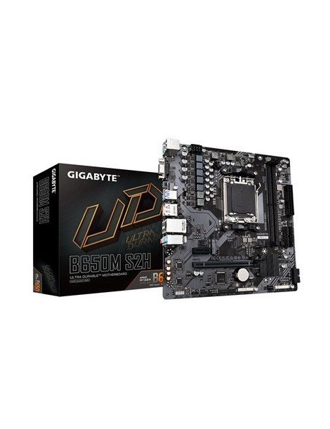 Gigabyte B650M S2H Ultra Durable AMD AM5 Socket Motherboard  Micro-ATX  2x DDR5 Slots  1x M.2 Socket  GbE LAN  1x D-Sub / 1x DisplayPort / 1x HDMI Port