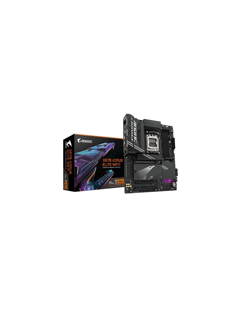 Gigabyte X870 AORUS ELITE WIFI7 AMD AM5 Socket Motherboard  ATX  4x DDR5 Slots  3x M.2 Sockets  3x USB-C Port  Fitted I/O Shield  2.5GbE LAN  Wi-Fi 7  2x HDMI Port / 2x USB-C (USB4)