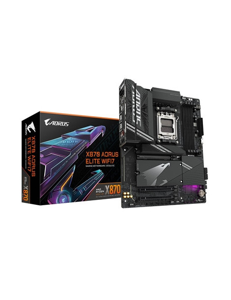 Gigabyte X870 AORUS ELITE WIFI7 AMD AM5 Socket Motherboard  ATX  4x DDR5 Slots  3x M.2 Sockets  3x USB-C Port  Fitted I/O Shield  2.5GbE LAN  Wi-Fi 7  2x HDMI Port / 2x USB-C (USB4)