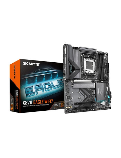 Gigabyte X870 EAGLE WIFI7 AMD AM5 Socket Motherboard  ATX  4x DDR5 Slots  3x M.2 Sockets  3x USB-C Port  Fitted I/O Shield  2.5GbE LAN  Wi-Fi 7  1x HDMI Port / 2x USB-C (USB4)