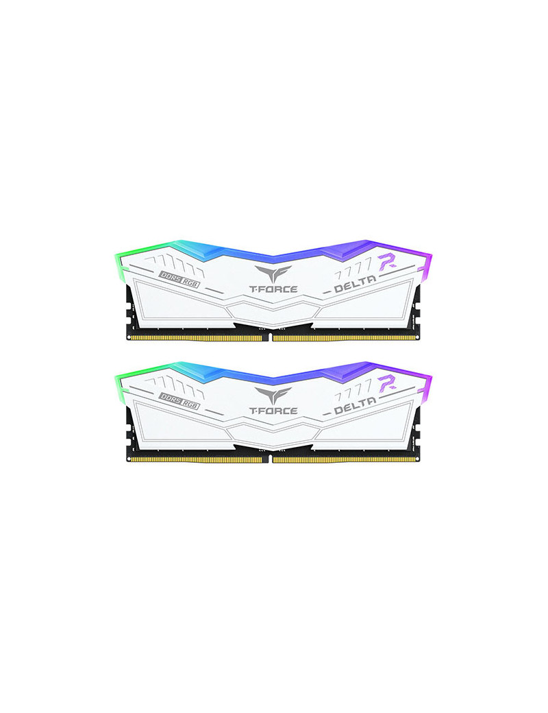 Team T-Force Delta RGB 32GB Kit (2 x 16GB)  DDR5  8000MHz (PC5-6400)  CL38  ECC  XMP 3.0  PMIC  DIMM Memory  White