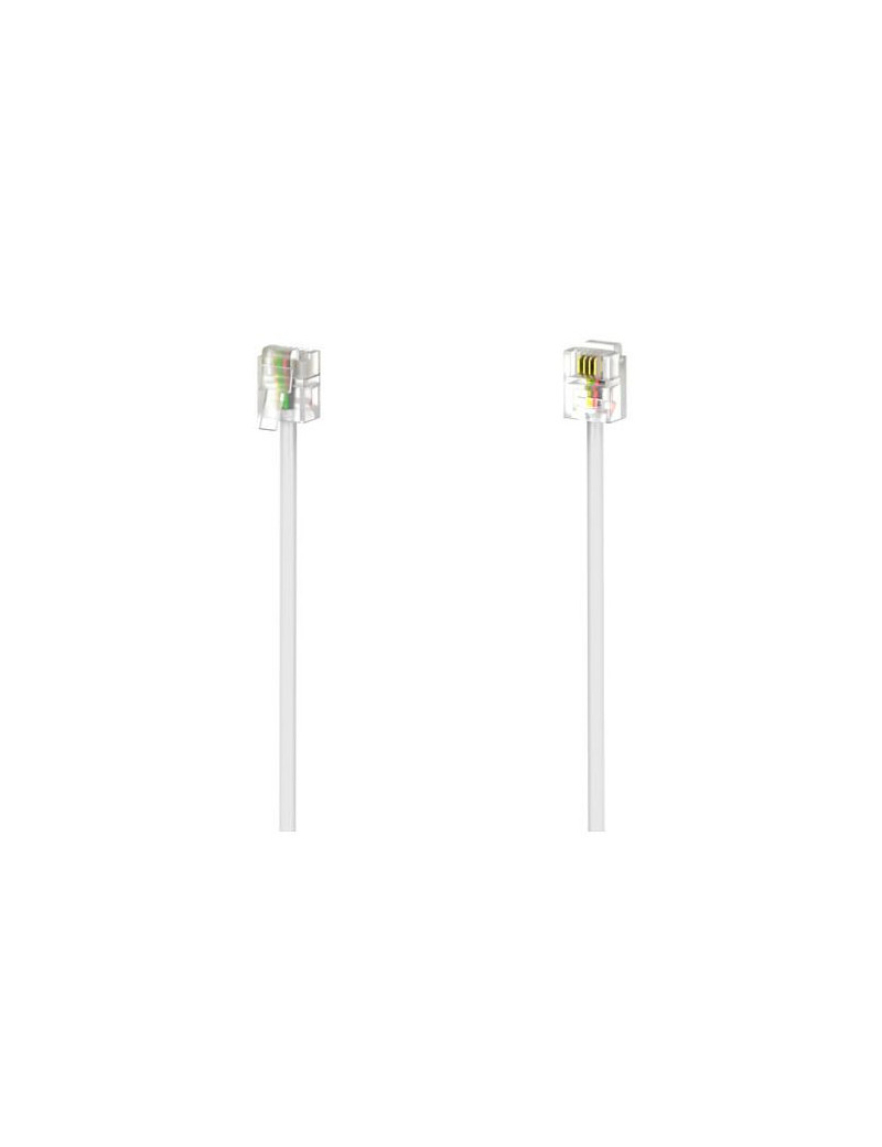 Hama RJ11 (6p4c) Modular Cable  Male to Male  3 Metres  White