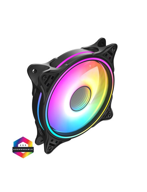 CiT Tornado FNB 120mm RGB LED Fan - High Airflow  Quiet Operation  4-Pin PWM  Black