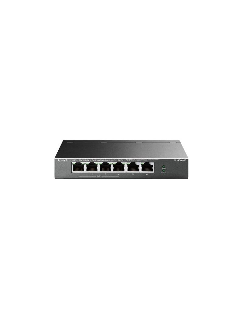 TP-LINK (TL-SF1006P) 6-Port 10/100 Unmanaged Desktop Switch  4 Port PoE+  Steel Case