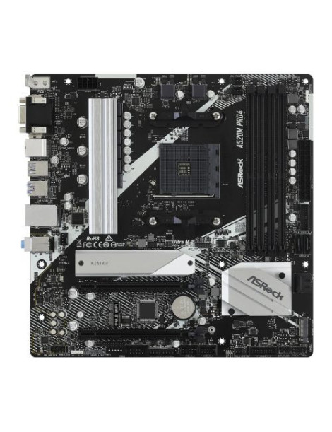 Asrock A520M PRO4  AMD A520  AM4  Micro ATX  2 DDR4  VGA  HDMI  DP  M.2