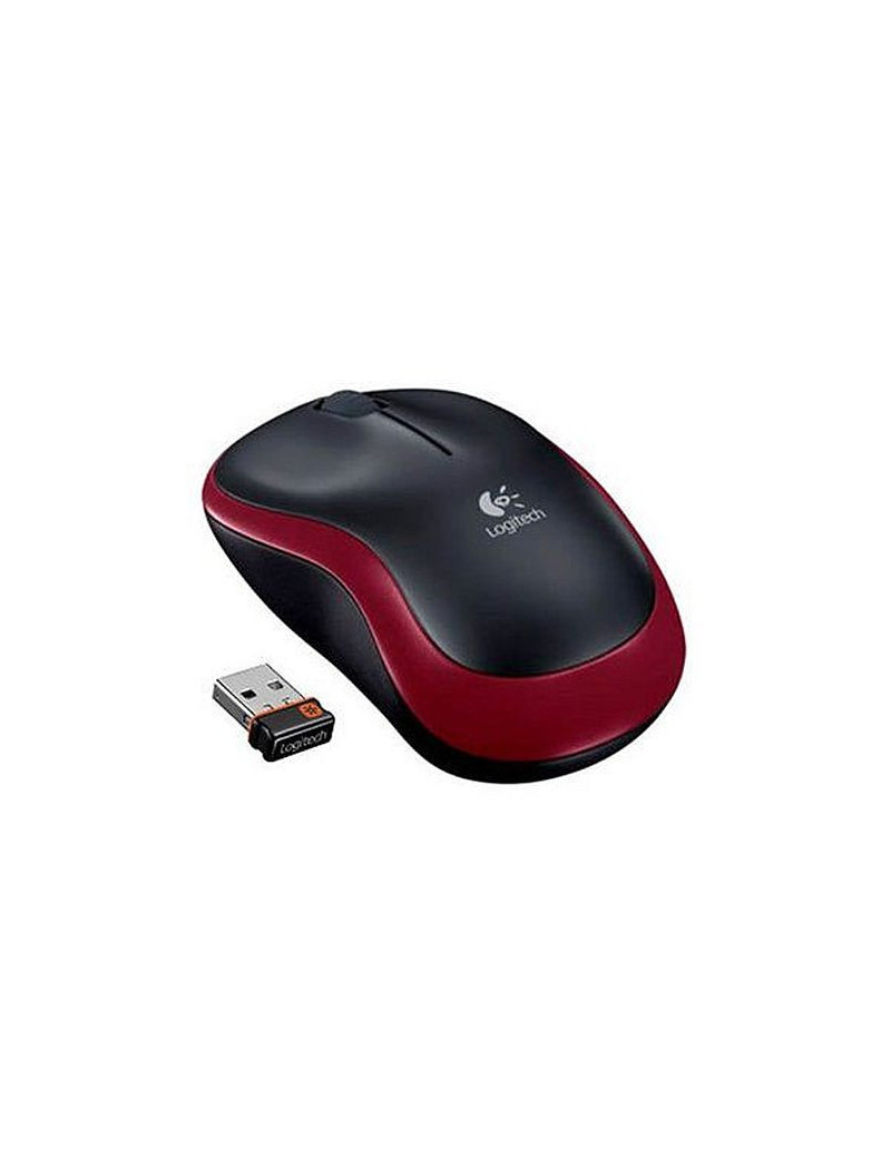 Logitech M185 Wireless Notebook Mouse  USB Nano Receiver  Black/Red