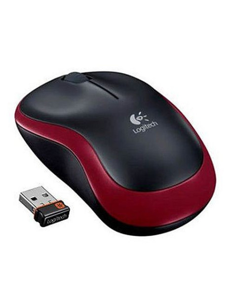 Logitech M185 Wireless Notebook Mouse  USB Nano Receiver  Black/Red