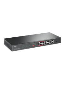 TP-LINK (TL-SL1218P) 16-Port 10/100Mbps + 2-Port GB Unmanaged Rackmount PoE+ Switch  Combo GB SFP Slot  16-Port PoE+