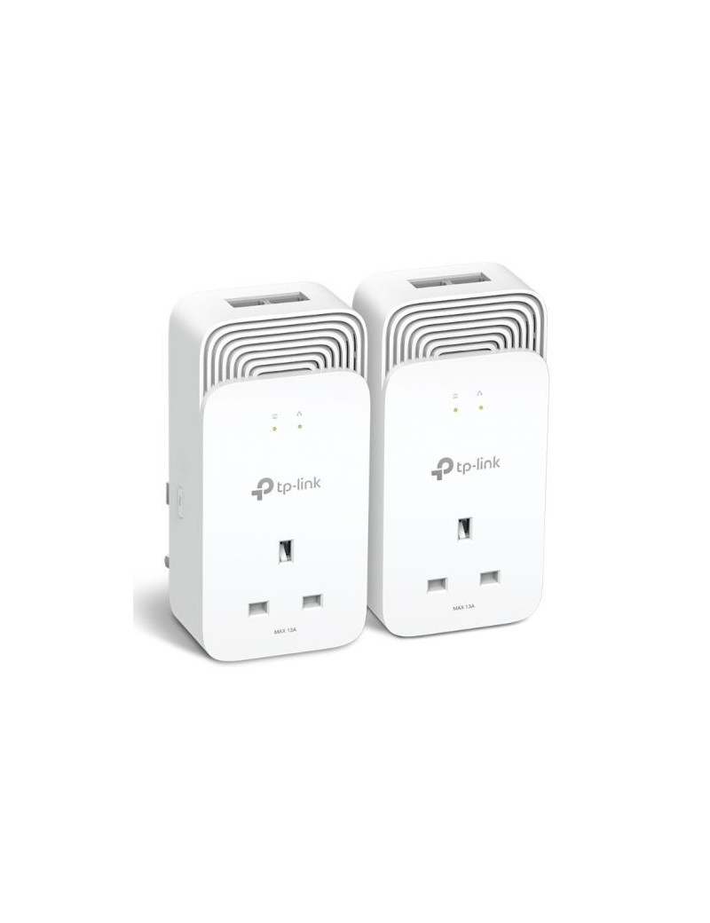 TP-LINK (PG2400P KIT) Wired 1428Mbps G.hn2400 Powerline Adapter Kit  AC Pass Through  2-Port  Power Saving Mode