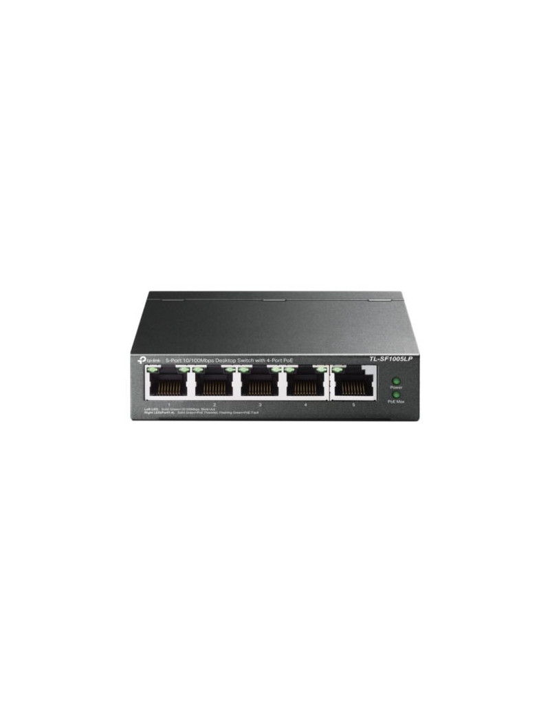 TP-LINK (TL-SF1005LP) 5-Port 10/100 Unmanaged Desktop Switch  4-Port PoE  Intelligent Power  Steel Case