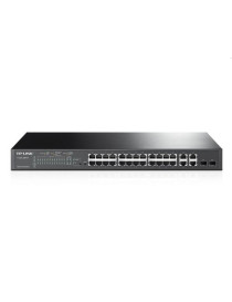 TP-LINK (T1500-28PCT) 24-Port Smart PoE Switch  24 x 10/100Mbps PoE+ 4-Port Gigabit  2 Combo GB SFP Slots  Rackmountable