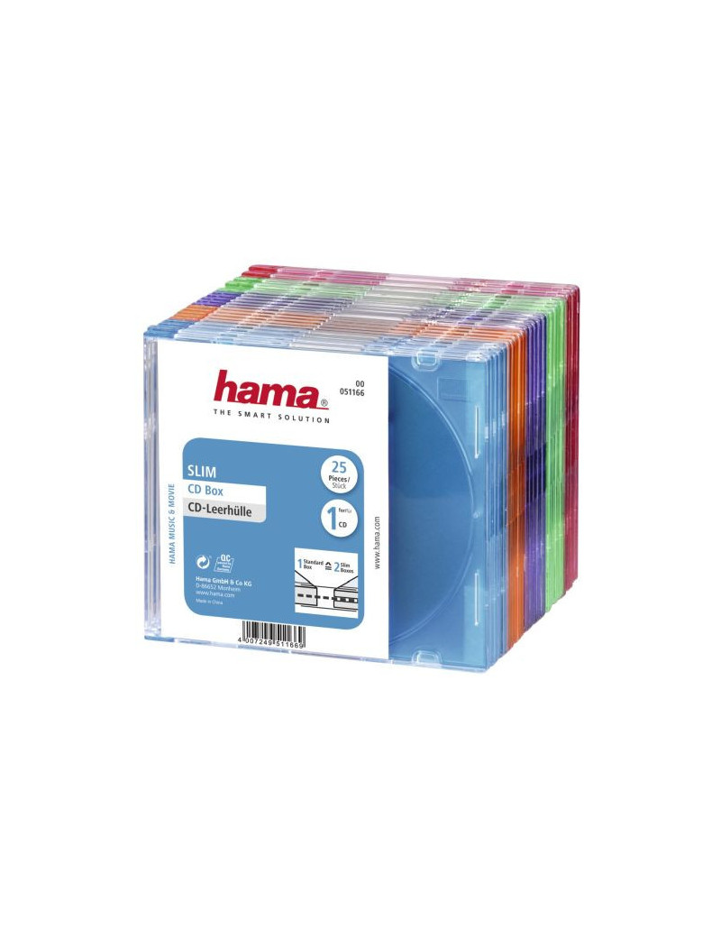 Hama CD/DVD/Blu-Ray Slim Jewel Cases x25  Coloured