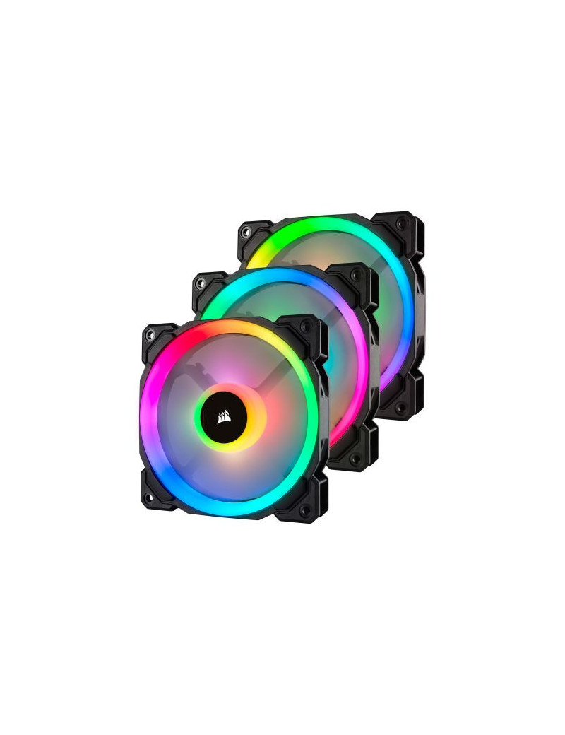 Corsair LL120 12cm PWM RGB Case Fans (3 Pack)  16 LED RGB Dual Light Loop  Hydraulic Bearing  Lighting Node PRO Kit Included