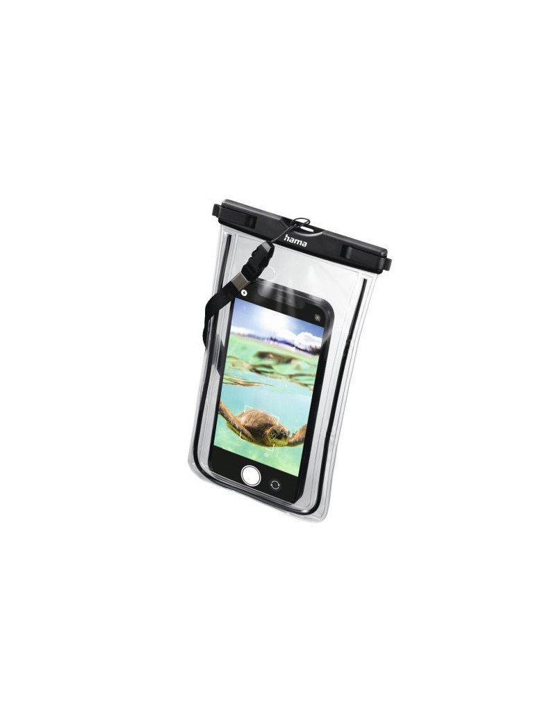 Hama Finest Sports Waterproof Mobile Phone Case for Smartphones  Fluorescent Frame  Hand Strap