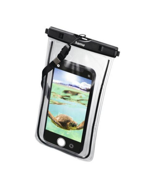 Hama Finest Sports Waterproof Mobile Phone Case for Smartphones  Fluorescent Frame  Hand Strap