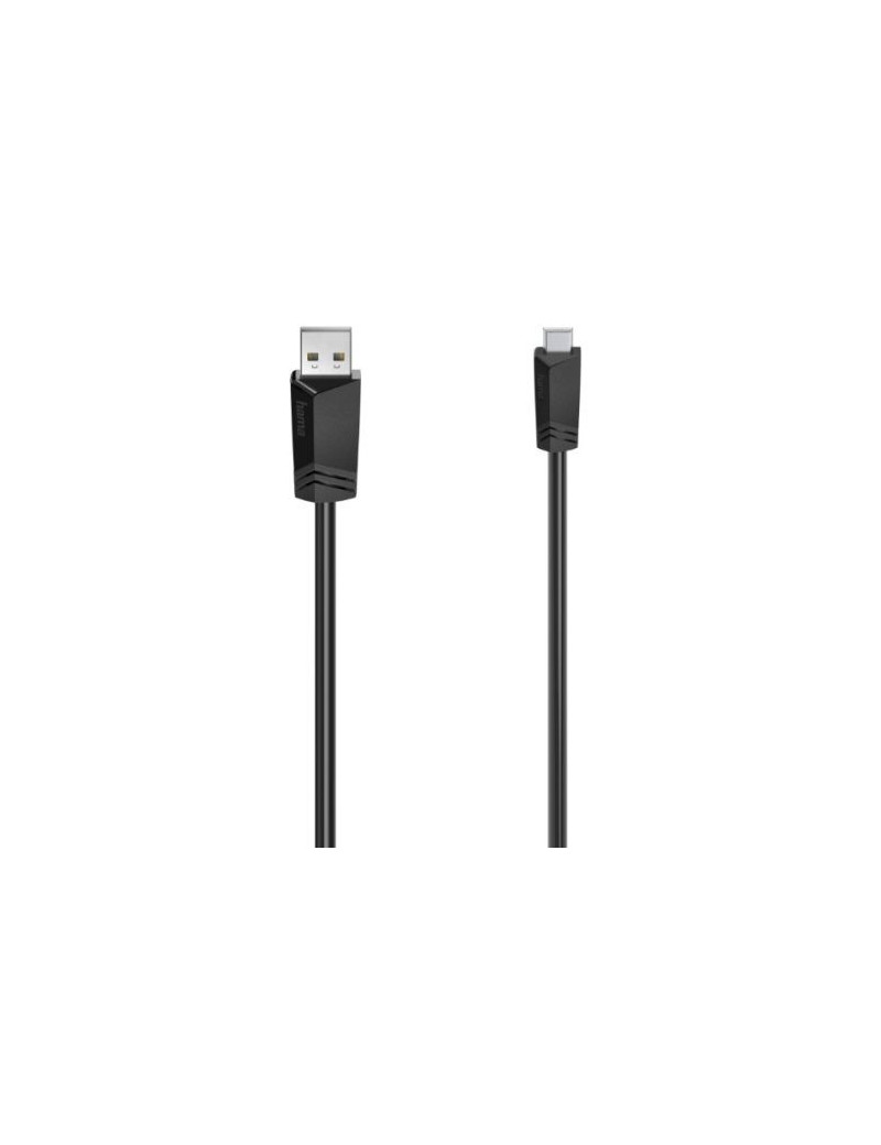 Hama Mini USB Cable  USB-A Male to USB Mini B Male  USB 2.0  0.75 Metre  Black