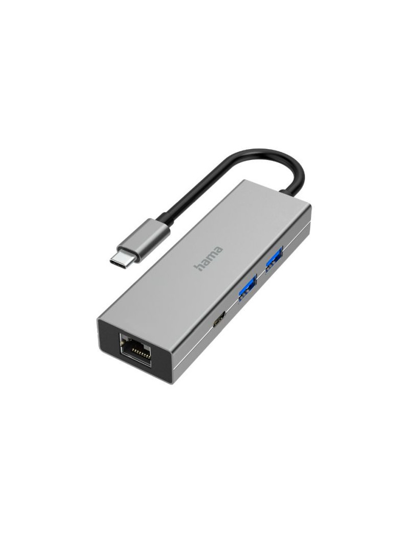 Hama 3-Port USB-C 3.2 Gen1 Hub w/ LAN  2x USB-A  1x USB-C  1x GB LAN  USB Powered