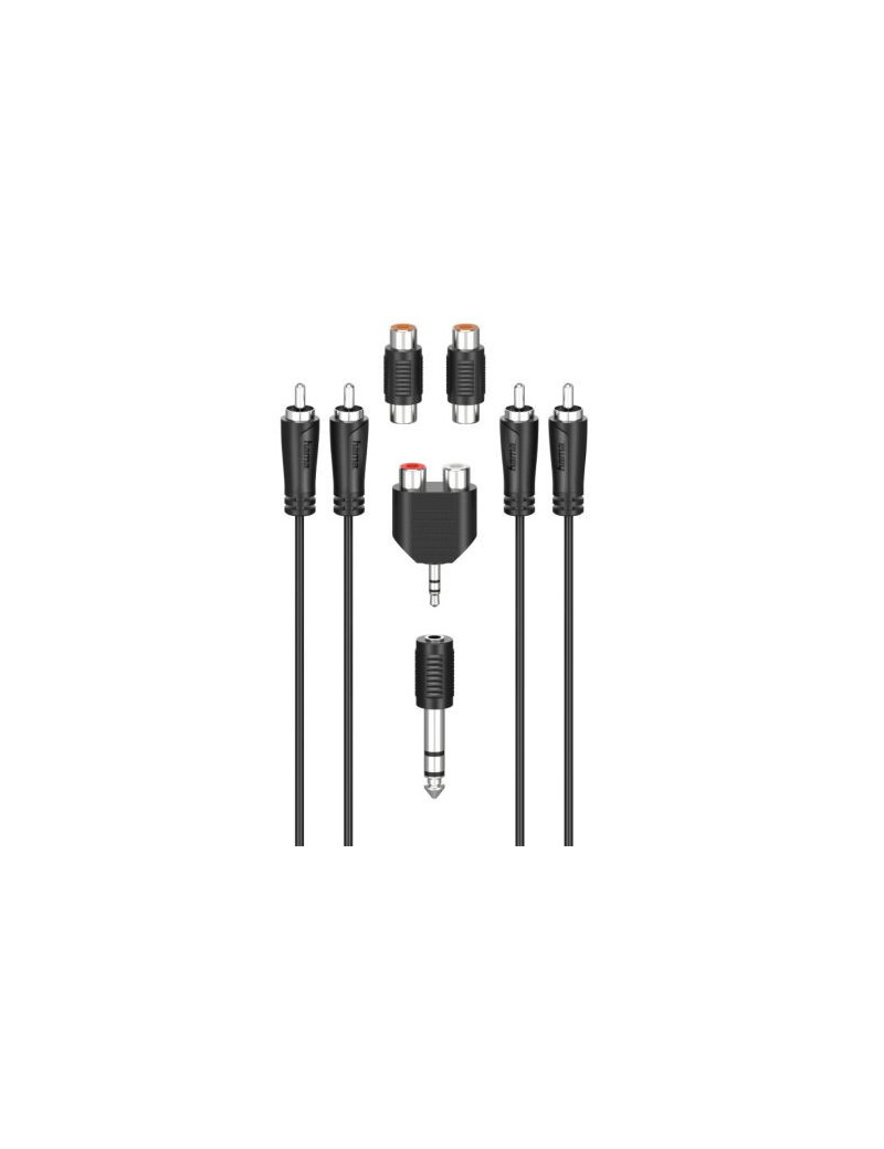 Hama RCA Connection Kit  2x RCA Plugs to 2x RCA Plugs  4x Adapters  2.5 Metre