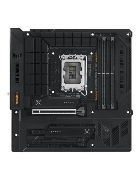 Asus TUF GAMING B760M-BTF WIFI  Intel B760  1700  Micro ATX  4 DDR5  HDMI  DP  Wi-Fi 6  2.5G LAN  PCIe5  3x M.2 *Requires a BTF Compatible Chassis*