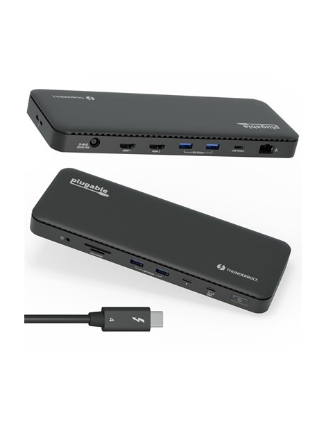 Plugable TBT4-UD5 ThunderBolt 4 Dual Monitor (2x 4K or 1x 8K) 96W USB-C PD Docking Station