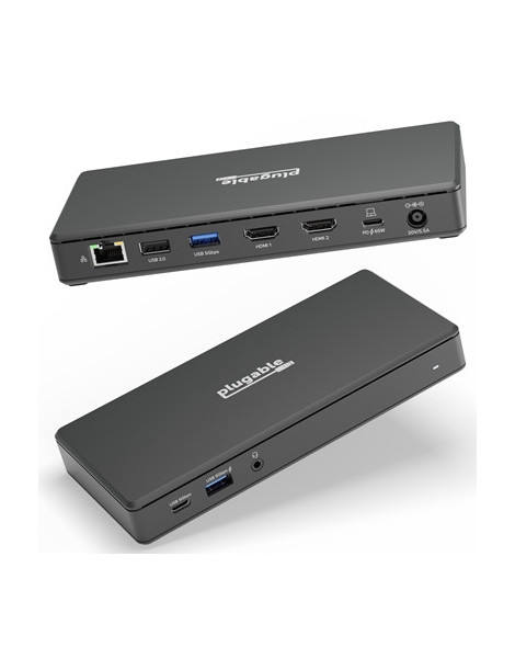 Plugable UD-MSTH2 USB-C Dual HDMI 4K 65W USB-C PD Driverless Docking Station