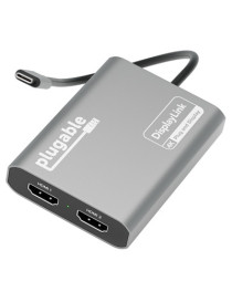 Plugable USBC-6950M Portable USB-C to Dual 4K DisplayLink Certified HDMI Adapter