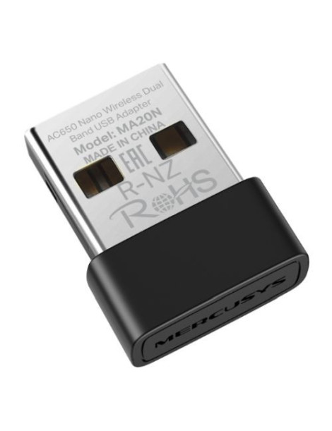 Mercusys (MA20N) AC650 Nano Wireless Dual Band USB Adapter  WPA3 Security