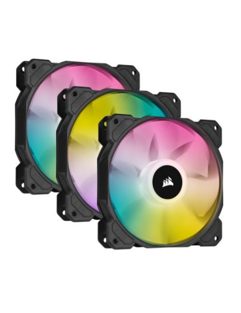 Corsair iCUE SP120 ELITE Performance 12cm PWM RGB Case Fans (3 Pack)  8 ARGB LEDs  Hydraulic Bearing  Lighting Node CORE Included