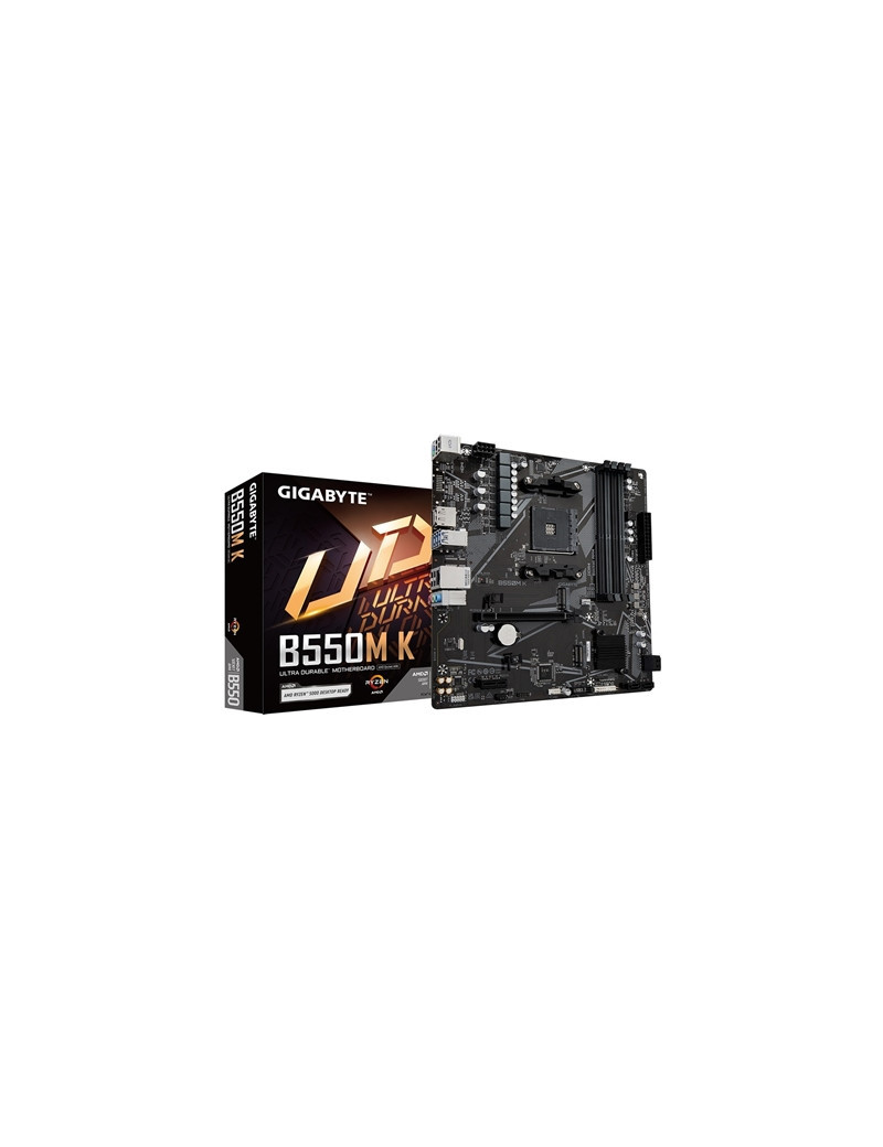 Gigabyte B550M K Ultra Durable AMD AM4 Socket Motherboard  Micro-ATX  4x DDR4 Slots  2x M.2 Sockets  GbE LAN  1x DisplayPort / 1x HDMI Port