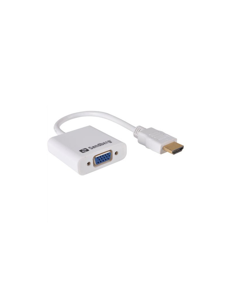 Sandberg HDMI Male to VGA Female Converter Cable  25cm  White  5 Year Warranty